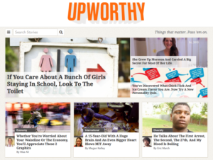 Screenshot of Upworthy's homepage